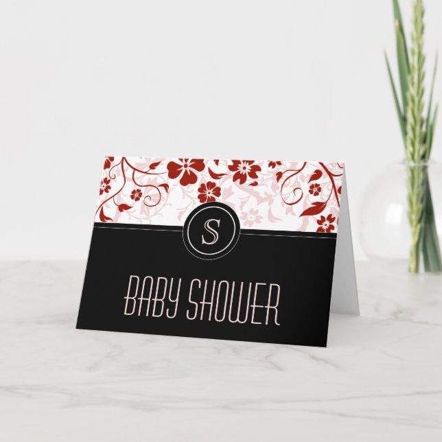 Customized Monogram Baby Shower Invitation Black (Front)
