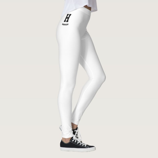 Customized Monogram Classy Holiday Vacation White Leggings (Right)