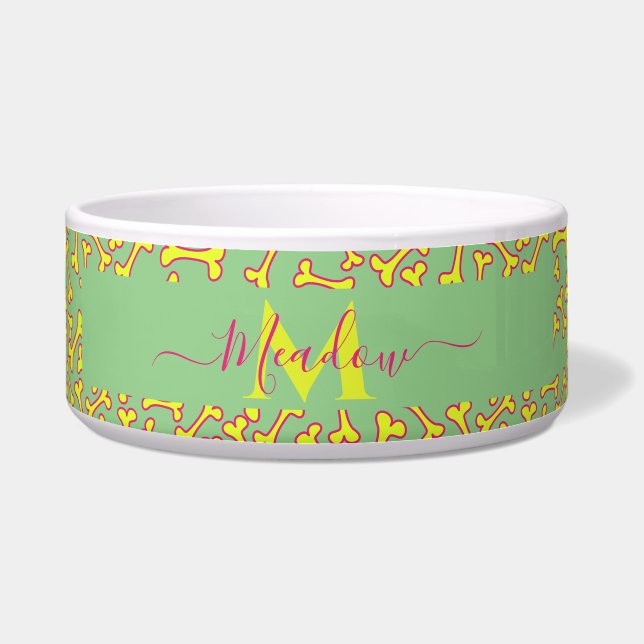 Customized Monogram Dog Bone Cartoon Large Green  (Front)