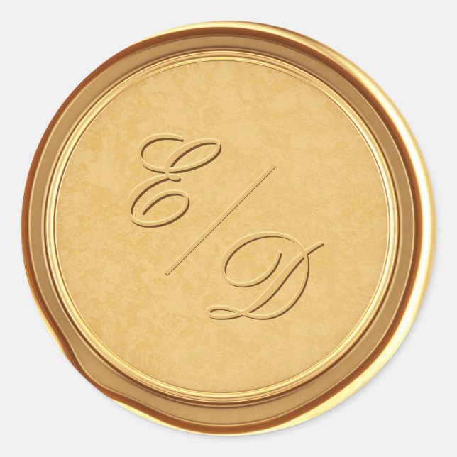 Customized Monogram Faux Gold Wax Envelope Seal (Front)