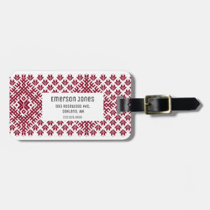 Customized Monogram Nordic Baltic Latvian Pattern Luggage Tag