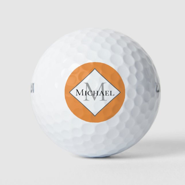 Customized Monogram Orange Golf Balls (Front)
