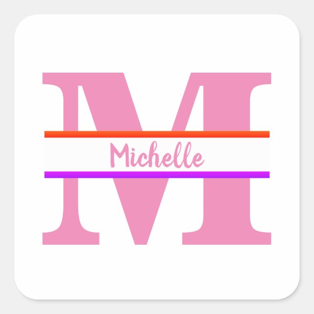 Customized monogram square sticker (Front)