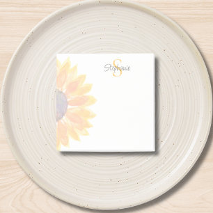 Customized Monogram Sunflower Post-it Notes