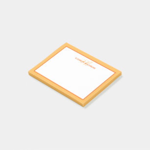Customized Monogrammed Name Minimalist Cute Orange Post-it Notes