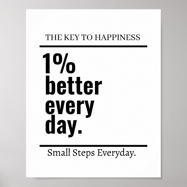 Customized Motivational 1% better Everyday Modern  Poster (Front)