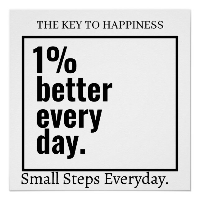 Customized Motivational 1% better Everyday Modern  Poster (Front)