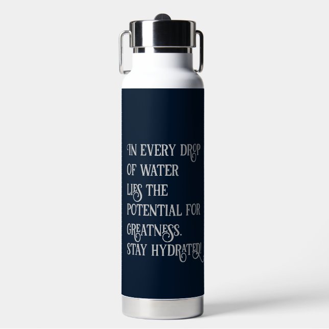 Customized Motivational Water Quotes white fonts Water Bottle (Front)