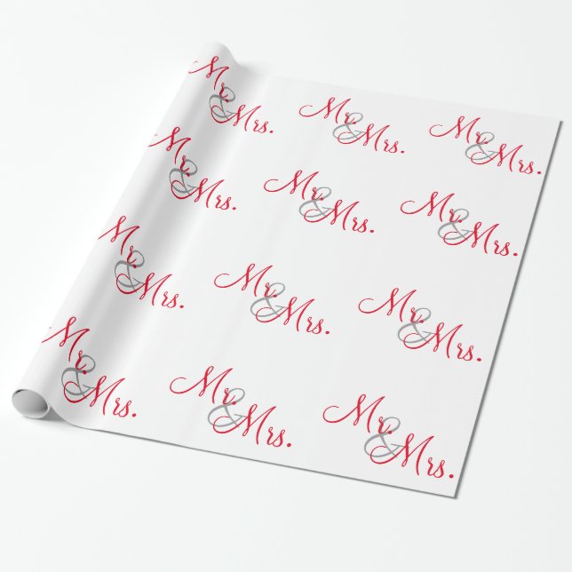 Customized Mr and Mrs Wrapping Paper (Unrolled)