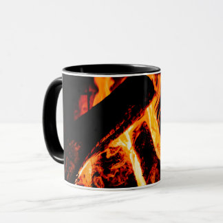 Customized mug with fireplace fire photo
