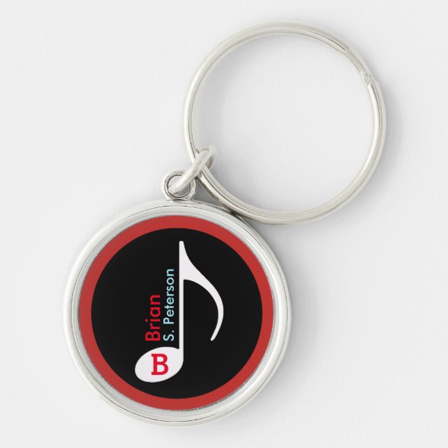 customized musical note red keychain (Front)
