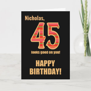 Customized Name 45th Birthday for Him Card