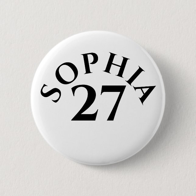 Customized Name and Number 2 Inch Round Button (Front)