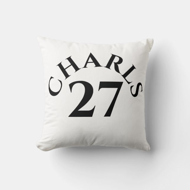 Customized Name and Number Throw Pillow (Front)