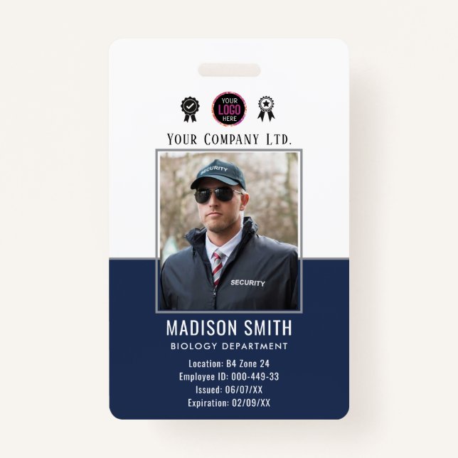 Customized Name and Photo | Company Security Badge (Front)