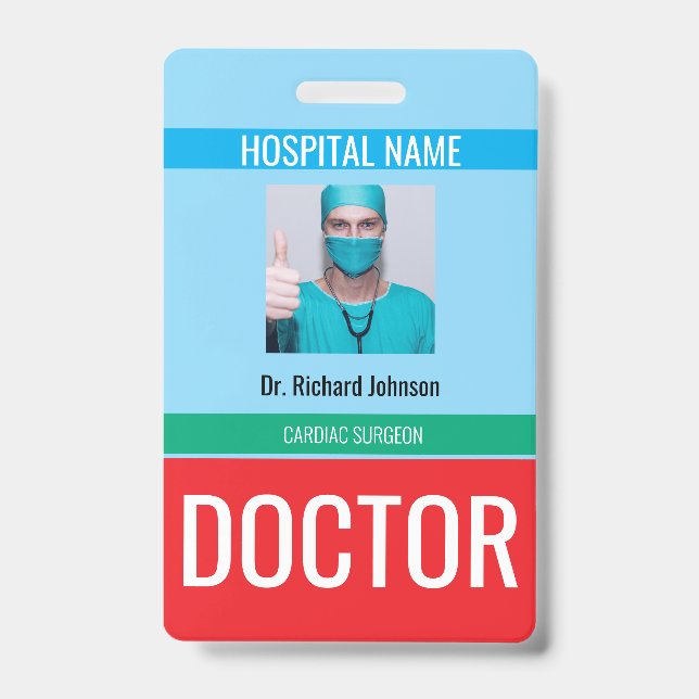 Customized Name and Photo | Doctor ID Card Badge (Front)