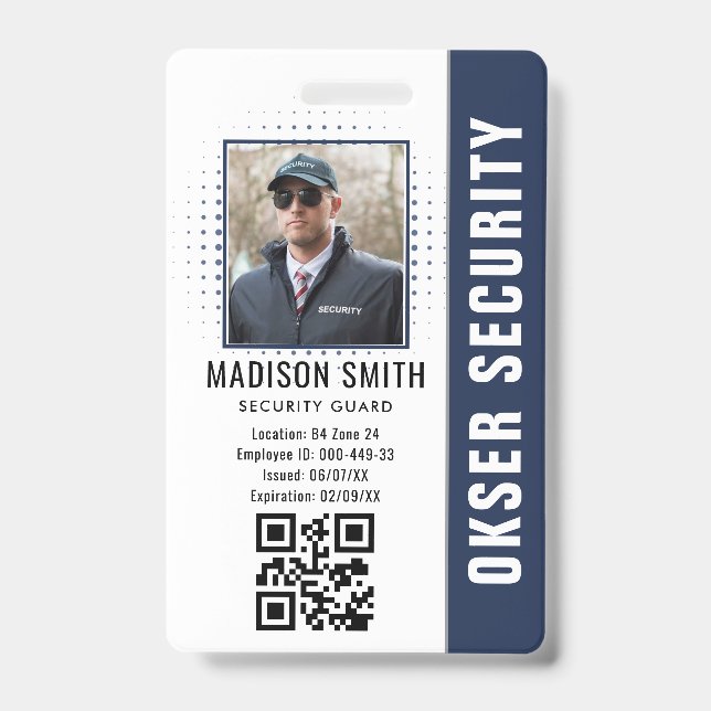 Customized Name and Photo |  Security ID Card  Badge (Front)