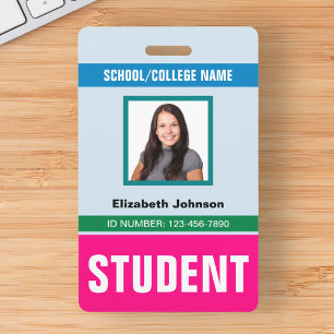 Customized Name and Photo Student ID Card Badge