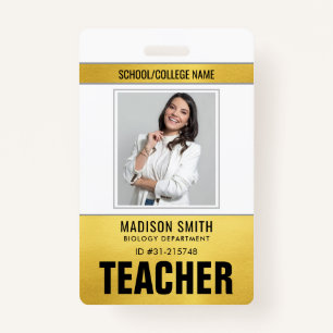 Customized Name and Photo   Teacher ID Card Badge