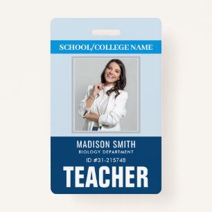 Customized Name and Photo   Teacher ID Card Badge