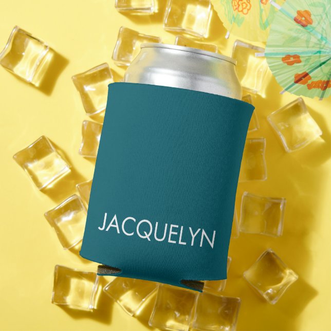 Customized Name And Text Simple Stylish Monogram Can Cooler (In Situ Summer)