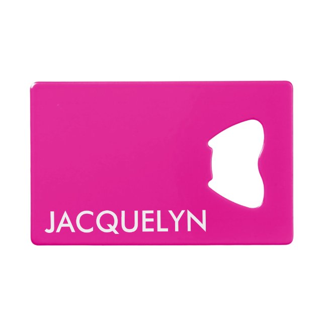 Customized Name And Text Simple Stylish Monogram Credit Card Bottle Opener (Front (Horizontal))