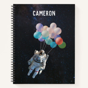 Customized Name Astronaut Stars & Space Balloons Notebook