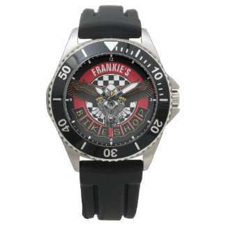 Customized NAME Biker Motorcycle Bike Shop Garage Watch