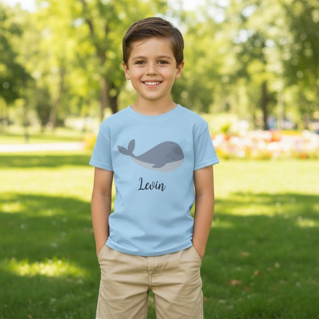 Customized Name Blue Whale Birthday T-Shirt (Creator Uploaded)
