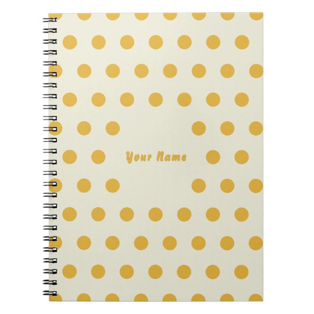 Customized Name Candy Yellow Dots Pattern Notebook (Front)