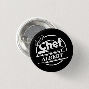 Customized Name Chef Black 1 Inch Round Button