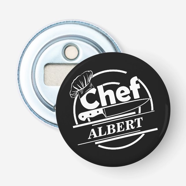 Customized Name Chef Black Bottle Opener (Front)