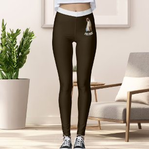 Customized Name Cute Siamese Cat Pet Photo Brown Leggings