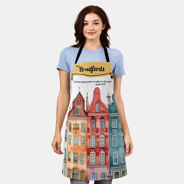 Customized Name Dutch Houses Apron with scripture  (Worn)