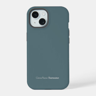 Customized Name Elegant Marble Blue Cadet Grey iPhone 15 Case