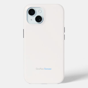 Customized Name Elegant Rose White Blue Grey iPhone 15 Case