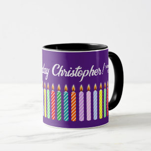 Customized Name Happy Birthday Lit Candles Mug