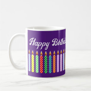 Customized Name Happy Birthday Lit Candles Mug