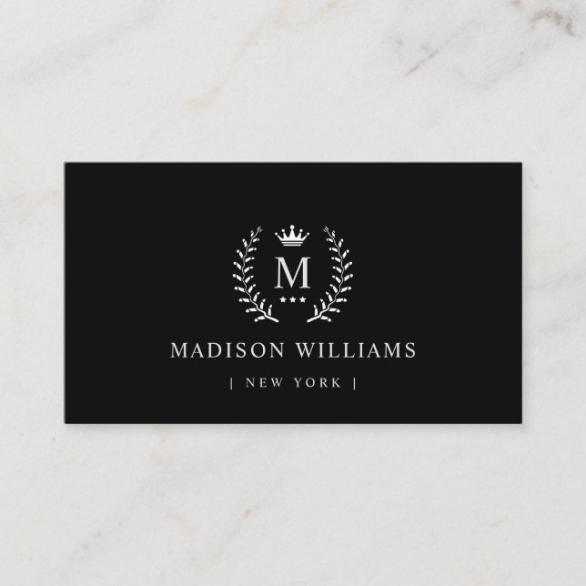 Customized Name & Initial Black And White Colour Business Card (Front)