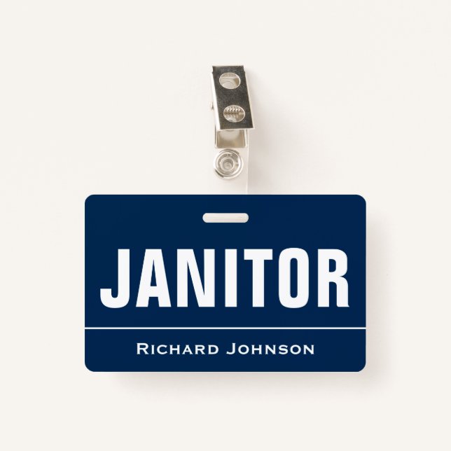 Customized Name Janitor Badge (Front with Clip)