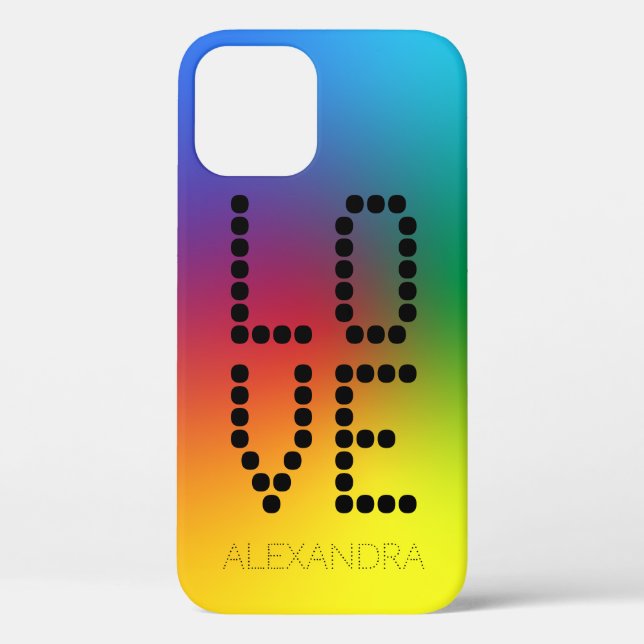 Customized Name & Love Trendy Font, Rainbow Case-Mate iPhone Case (Back)