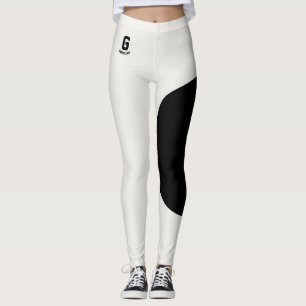 Customized Name Modern Neutral Cute Black Monogram Leggings