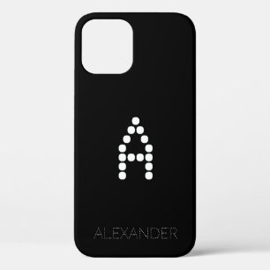 Customized Name & Monogram Smart Font On Black iPhone 12 Case