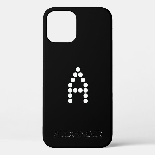Customized Name & Monogram Smart Font On Black Case-Mate iPhone Case (Back)