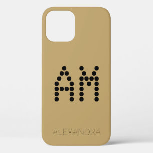 Customized Name & Monogram Smart Font On Gold iPhone 12 Case