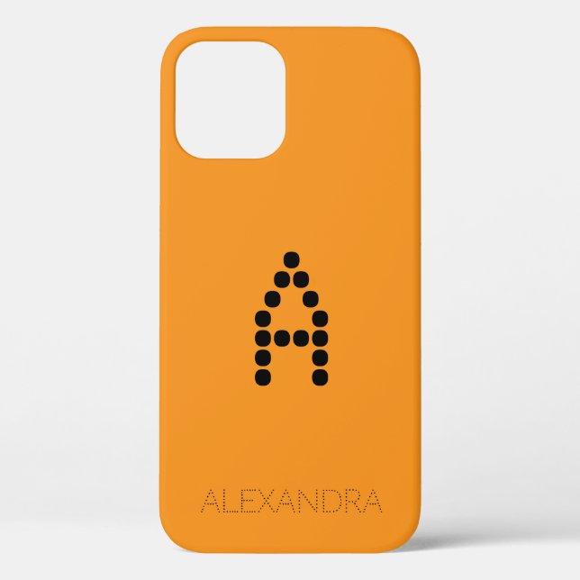 Customized Name & Monogram Smart Font On Orange Case-Mate iPhone Case (Back)