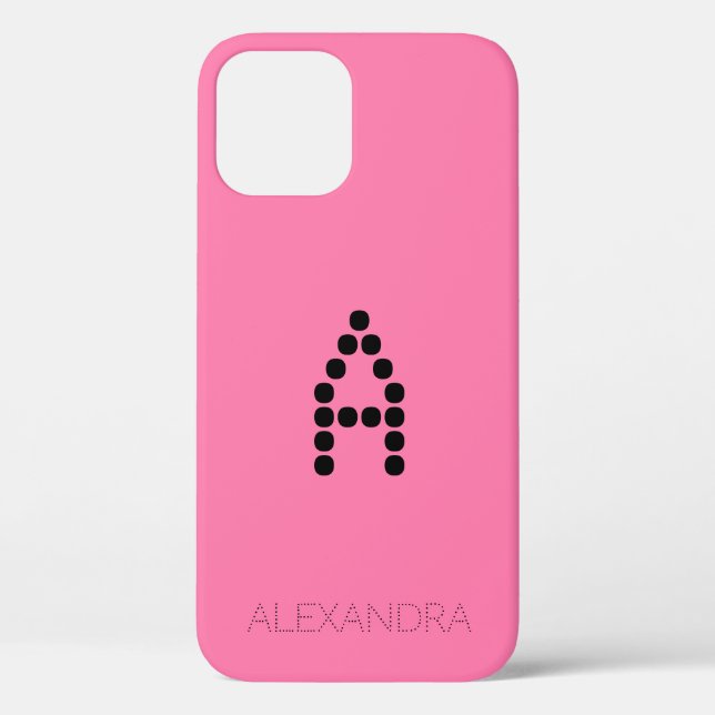Customized Name & Monogram Smart Font On Pink Case-Mate iPhone Case (Back)
