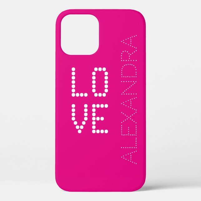 Customized Name & Monogram Trendy Font Hot Pink Case-Mate iPhone Case (Back)