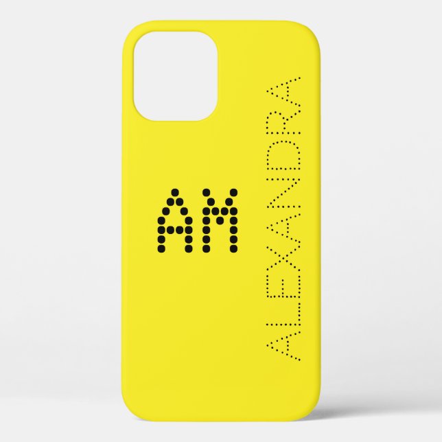 Customized Name & Monogram Trendy Font On Yellow Case-Mate iPhone Case (Back)
