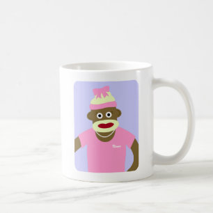 Customized Name or Monogram Sock Monkey Girl Coffee Mug